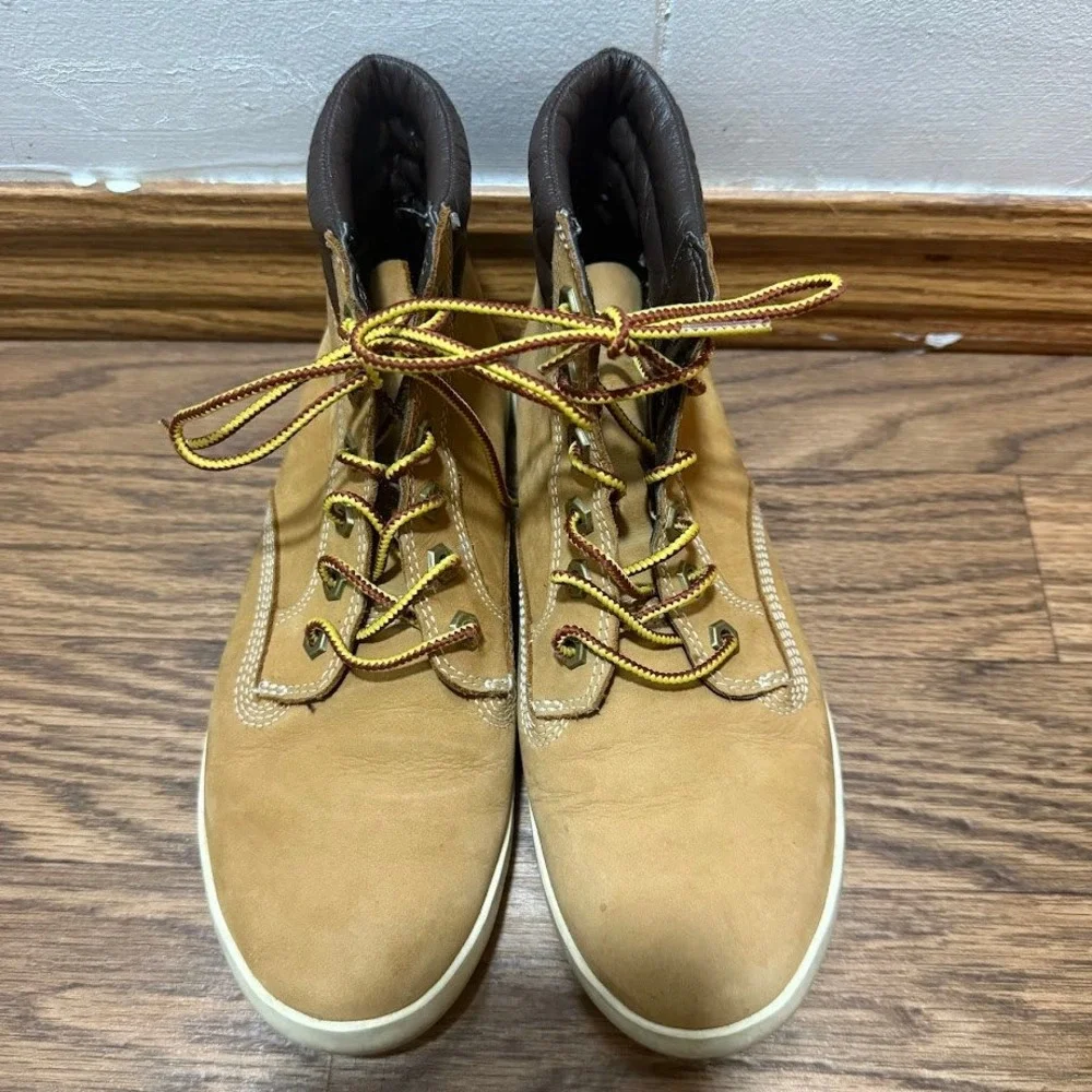 Timberland Mens Tan Leather High Top Lace Up‎ Fashion Sneakers Boots Size 7.5